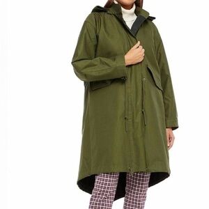 Tory Burch Oversized Parka Jacket Moss Green Hooded Lined